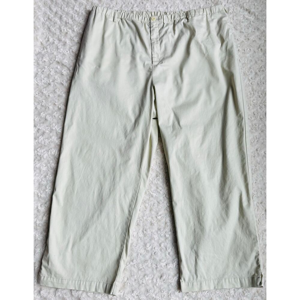 Lands' End Womens German Cotton Cropped Twill Cream Ivory Pants Size 20W